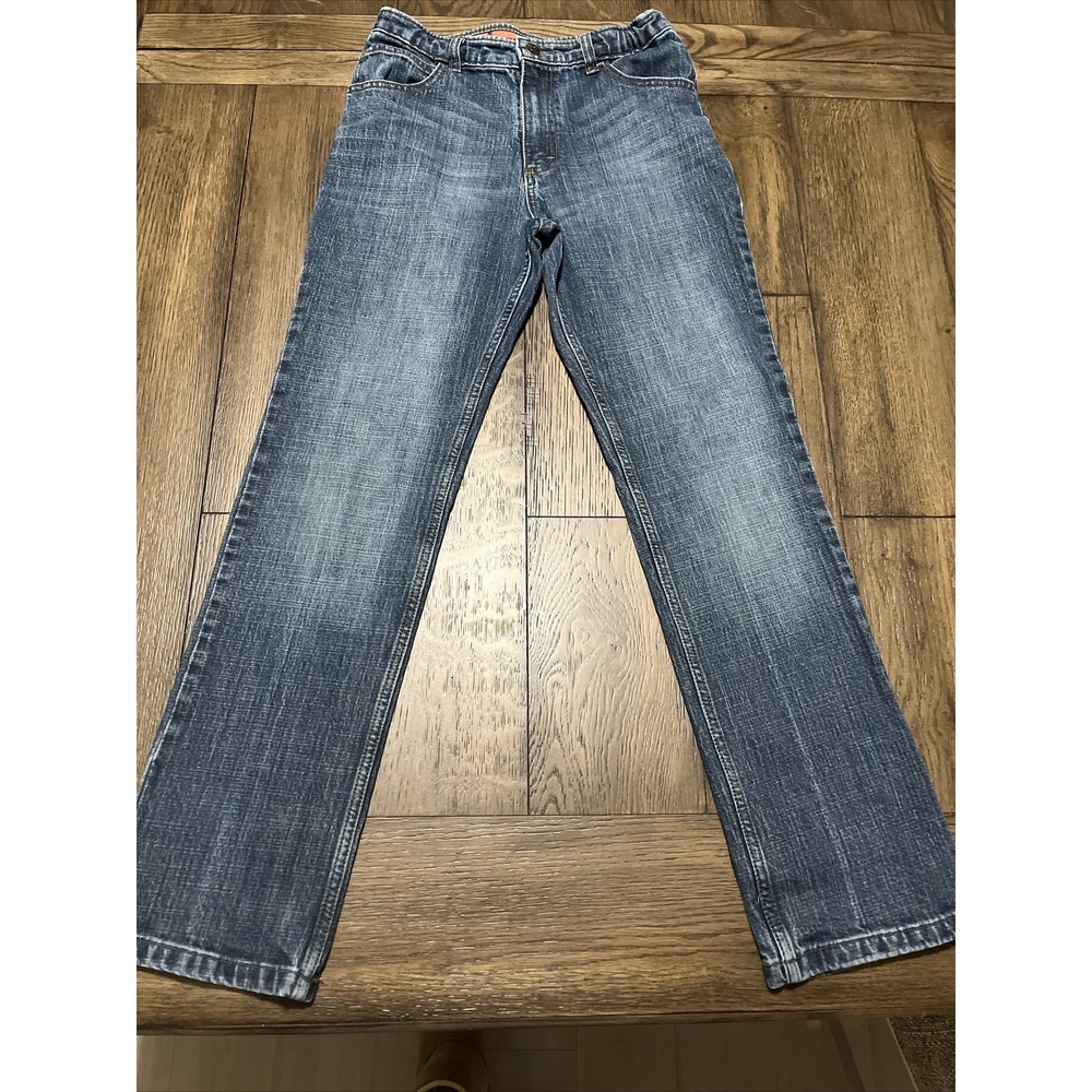 New Wrangler Five Star Flex Straight Leg Denim Blue Jeans Boys Size 16 Regular